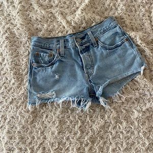 501  Mid Rise Denim Cutoff Shorts